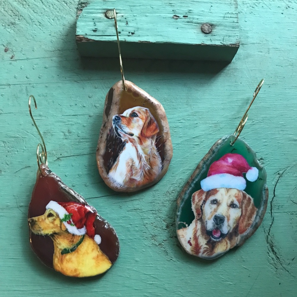 Yellow Lab ornaments Christmas dog blonde lab